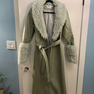 Princess Polly Fur Trimmed Faux Leather Coat